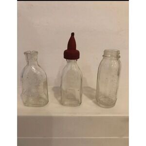 3 Vintage Glass Baby Doll‎ Bottles